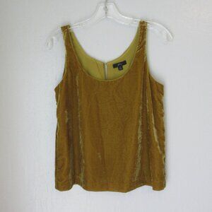 J. CREW Chartreuse Velvet One Button Closure Sleeveless Size 2 Blouse